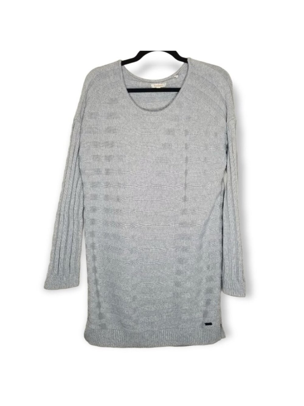 Barbour Daisyhill Knit Jumper Grey Ribbed Pull Over Crew Neck Sweater